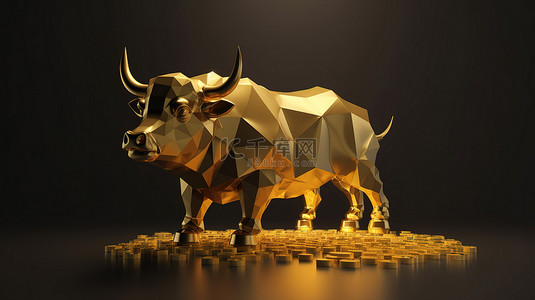 交易插画背景图片_3D 渲染币安的牛市预示着加密货币投资增长的看涨市场