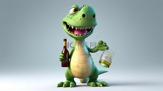 热爱生活的人背景图片_热爱葡萄酒的 3D 恐龙，带有幽默的转折
