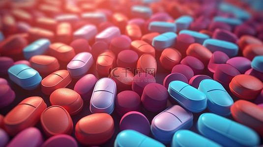 药物与大脑背景图片_背景药物片剂的 3d 渲染