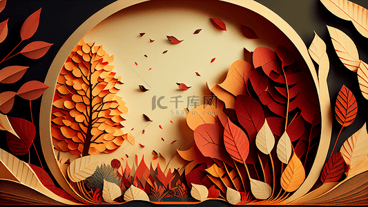 秋季折纸风格卡通背景
