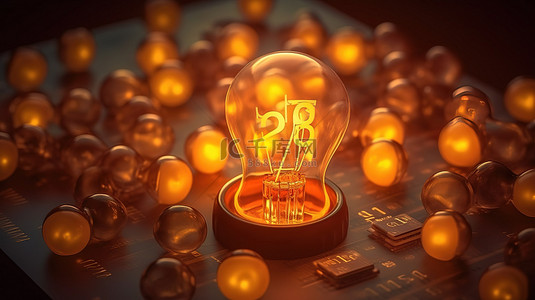 3D 渲染中灯泡和数学公式的商业理念