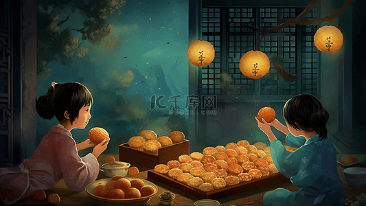 八月十五背景图片_中秋节月饼家庭
