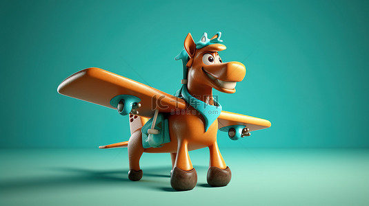 搞笑 3D 马卡通与俏皮的玩具飞机