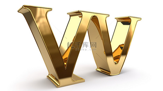 英文字母背景图片_教育概念 v w 和 x 在金色 3d 渲染上白色隔离背景