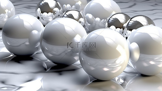 奢华装饰背景图片_3D 渲染白色珍珠大理石