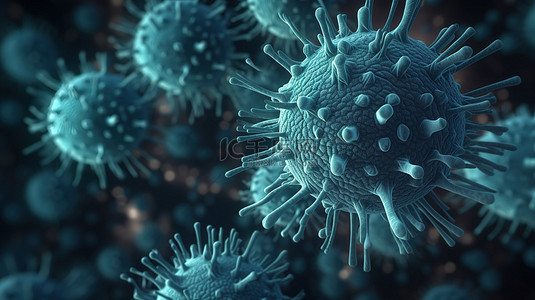 细胞医学背景图片_医学背景中的抽象病毒细胞 3d 渲染