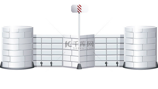 白色背景下建筑障碍物或道路障碍物的 3d 渲染