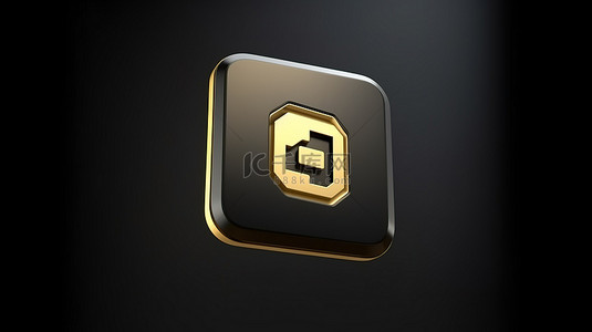 软件登录界面背景图片_带有 3D 渲染金色共享图标的黑色方形钥匙按钮现代 ui ux 元素