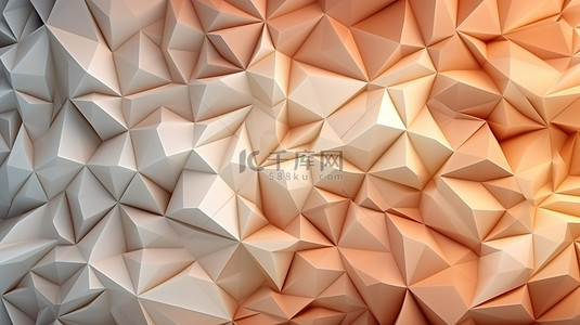 菱形纹理纹理背景图片_几何 3D 渲染网格马赛克，在多边形晶体表面上呈现米色色调的柔和渐变