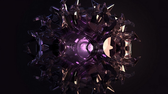 深紫色晶体形成 4k uhd 3d 捕获的抽象几何装饰品