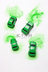 绿色环保能源背景图片_三辆绿色汽车，上面写着“绿色能源”