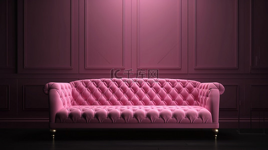 装饰粉背景图片_使用 3D 技术生动地描绘了装饰精美的房间中的粉红色沙发