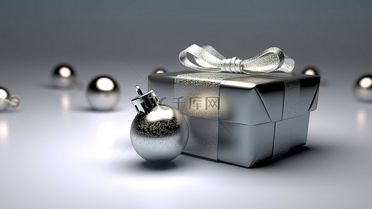 灰色色调的 3d 圣诞礼品盒