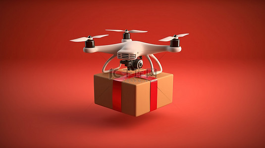 直升机背景图片_创新无人机交付 3D 概念渲染与礼物