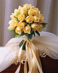 新娘花背景图片_黄玫瑰制成的新娘花束