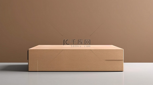 电视机容器背景图片_专为智能电视机设计的大棕色纸板箱包装模型的 3D 渲染