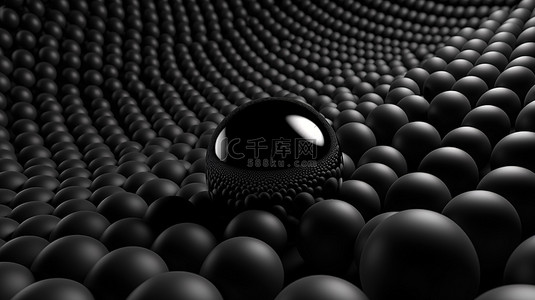 彩色科技光背景图片_单色 3d 渲染深色背景上的抽象黑色球体