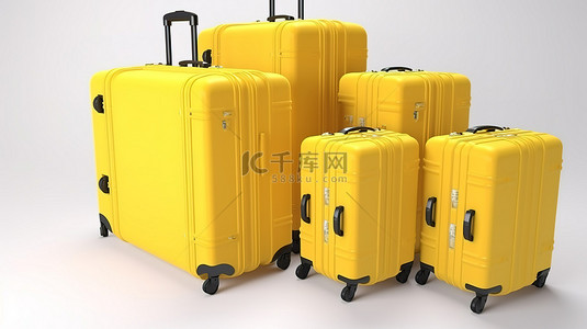 双流区旅游地图背景图片_白色背景上 3d 渲染的黄色硬箱行李