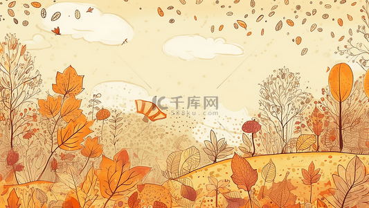 秋天黄色树叶背景图片_秋天卡通背景