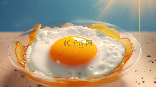 健康向上背景图片_健康早餐，包括淡蛋黄和阳光面朝上，以 3D 渲染图解说明