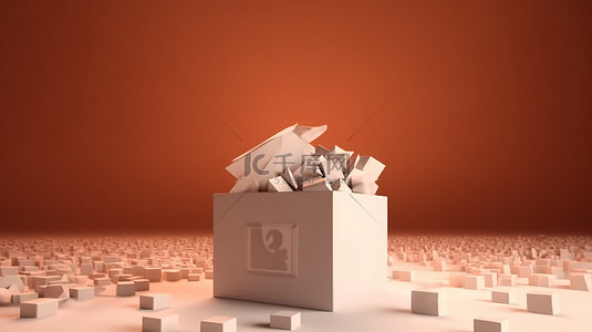 接收选票的投票箱的 3D 插图