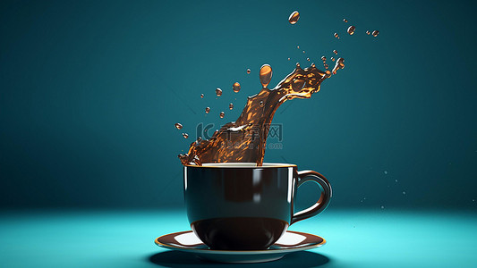 喷溅的果汁背景图片_咖啡饮品杯子流体飞溅