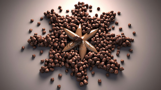 用巧克力片制作的令人惊叹的星号符号的 3D 插图