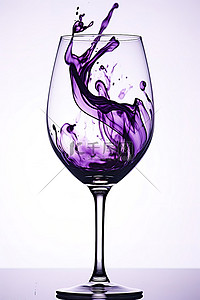 将紫色颜料倒入酒杯中