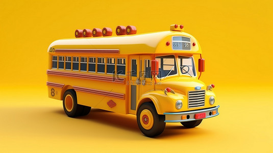 交通安全运输背景图片_用于安全学校交通的黄色校车的 3D 插图