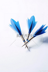 双箭头循环背景图片_两个蓝色飞镖放置在白色背景上