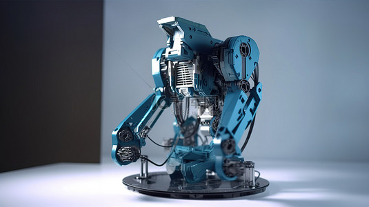3d 打印机器人模型来自 3d 打印机的逼真的 3d 渲染