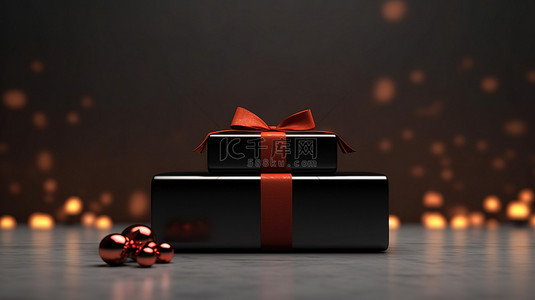 3d 渲染黑色星期五礼品盒和背景