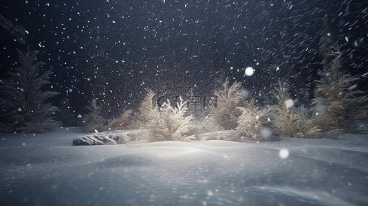 冬季下雪背景图片_3d 中的圣诞雪景，一个令人惊叹的降雪场景