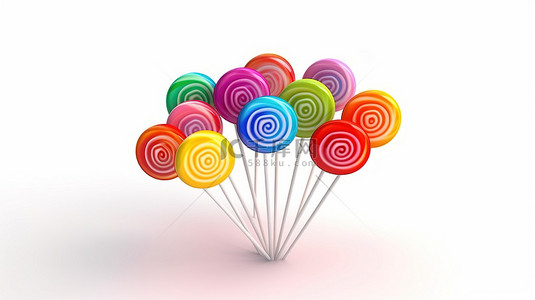 圓點背景图片_白色背景上充满活力的彩虹漩涡棒棒糖的令人惊叹的 3D 渲染