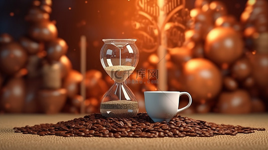 桌上牛奶背景图片_高分辨率的咖啡和时间概念的 3D 渲染背景，供项目使用