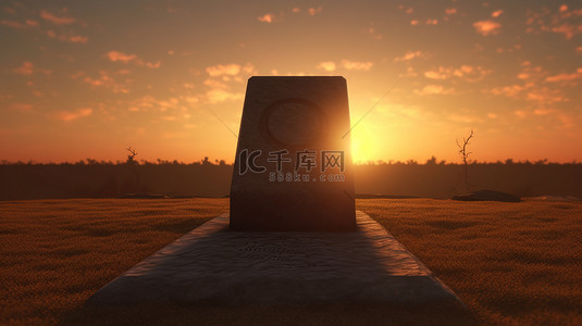 墓碑的日落 3d 渲染