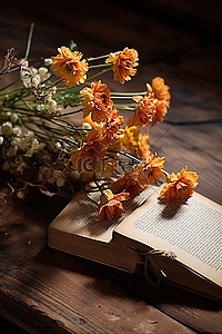 旧书背景图片_旧书与鲜花和一本书和鲜花 prspri