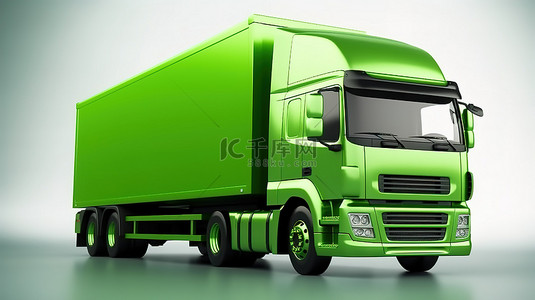 下单配送背景图片_绿色环保货运卡车的 3D 渲染