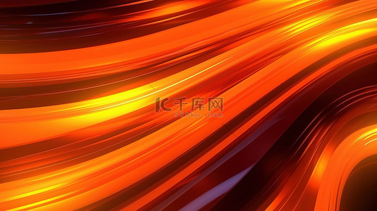 充满活力的霓虹灯背景照亮火热的橙色色调 3D 渲染