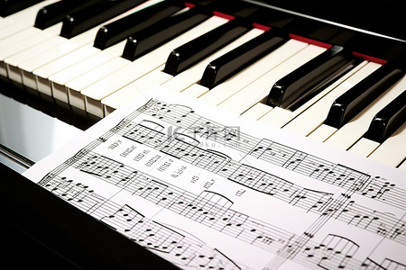 钢琴乐器背景图片_乐谱和钢琴键盘的图片