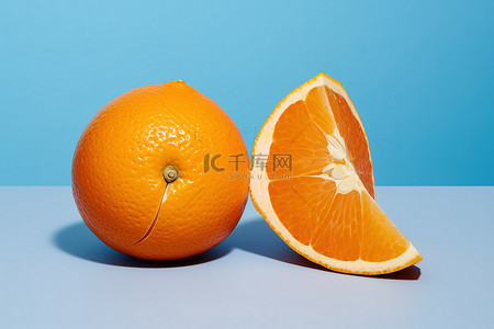 两个切成两半的橙子