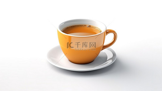纯白色背景上 3D 渲染的独立咖啡杯的插图
