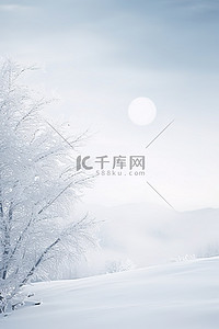 风景雪背景图片_山脉和树木上有冰的白色风景