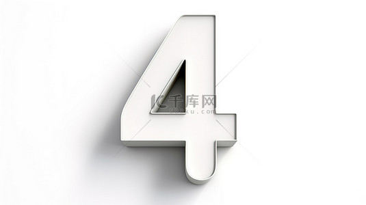 数字4的字体背景图片_清晰的白色背景上的 4 号白色皮革 3D 渲染