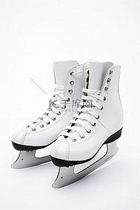 溜冰鞋背景图片_白色背景上的白色溜冰鞋的图像