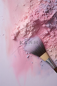 用刷子刷上粉红色粉末和粉红色粉末