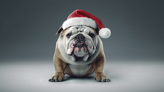 狗狗圣诞老人背景图片_节日小狗 3d 渲染圣诞犬