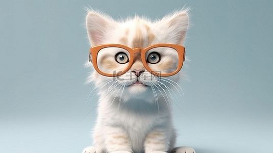 时尚插画人物背景图片_时尚的猫在令人惊叹的 3D 渲染中戴着时尚眼镜