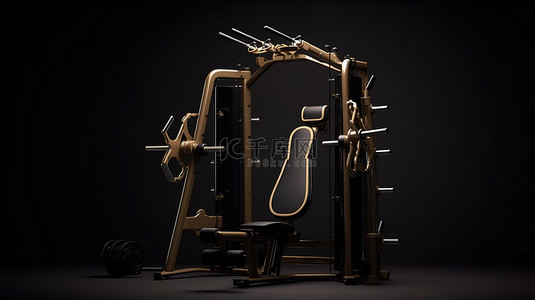健康背景图片_深色背景下健身器材的 3D 渲染