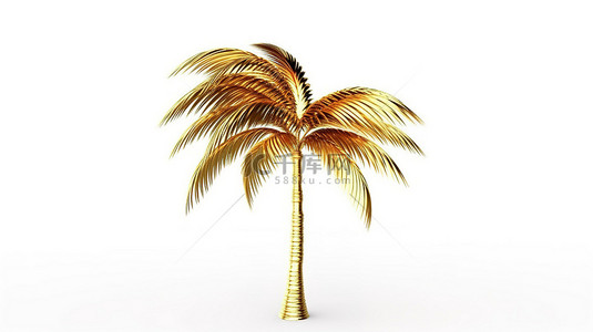3d 创建的白色背景下闪闪发光的热带棕榈树